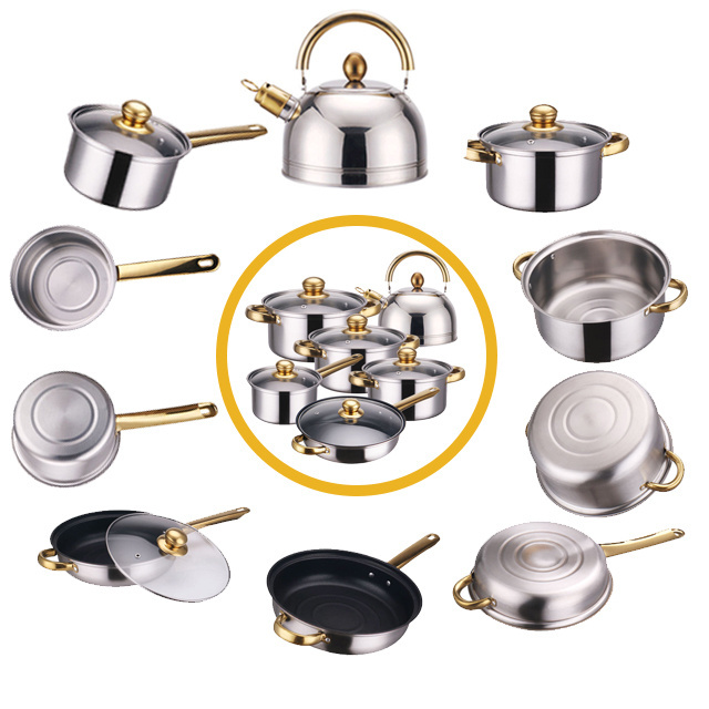 Factory direct sales kitchen is suitable for a variety of stoves stainless steel set of nonstick cookware