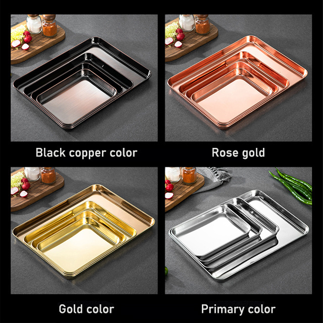 Factory customized stainless steel gold plated high temperature resistant baking pan food tray