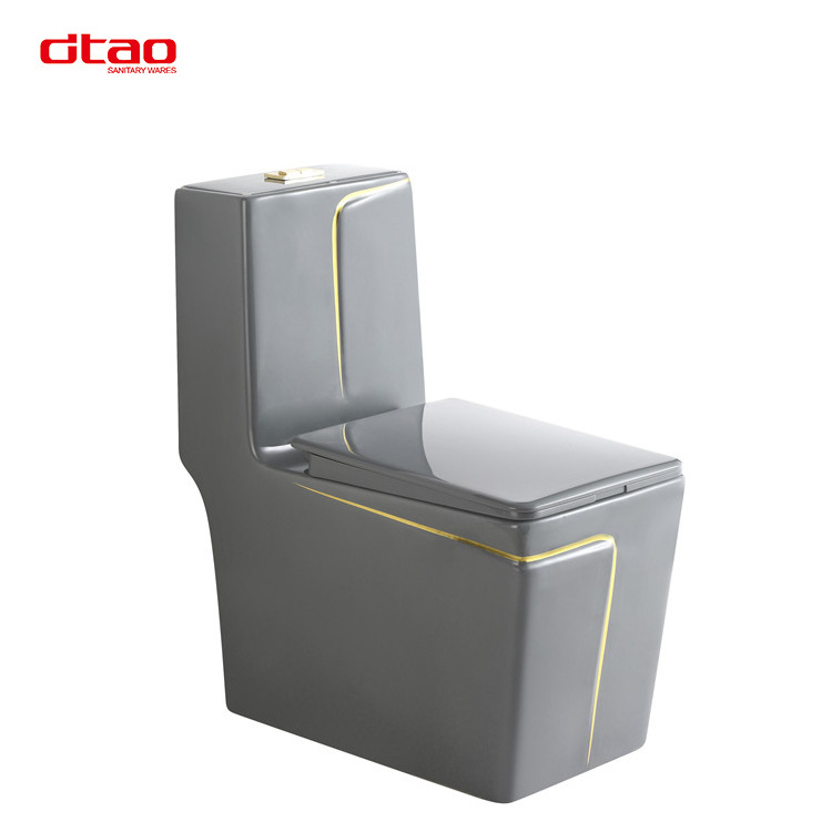 Sanitary Ware Grey Gold Bathroom P-trap/S-trap Toilet Bowl And Wall Hung Basin Ceramic One Piece WC Toilets Gray Toilet Set