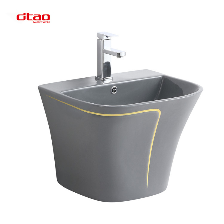 Sanitary Ware Grey Gold Bathroom P-trap/S-trap Toilet Bowl And Wall Hung Basin Ceramic One Piece WC Toilets Gray Toilet Set