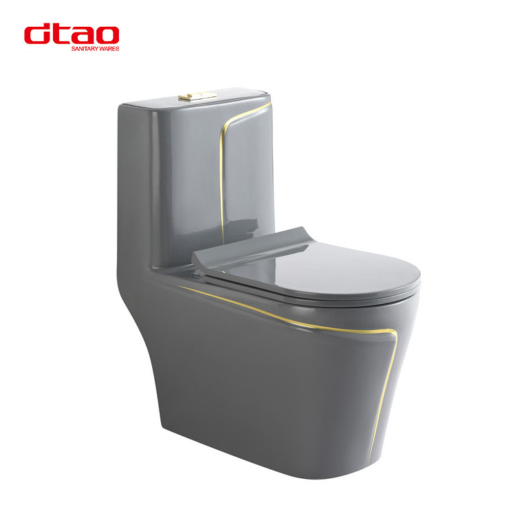 Sanitary Ware Grey Gold Bathroom P-trap/S-trap Toilet Bowl And Wall Hung Basin Ceramic One Piece WC Toilets Gray Toilet Set