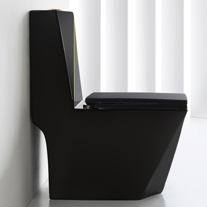 Luxury sanitary ware ceramic bathroom wc diamond toilet bowl porcelain washdown one piece black gold toilet