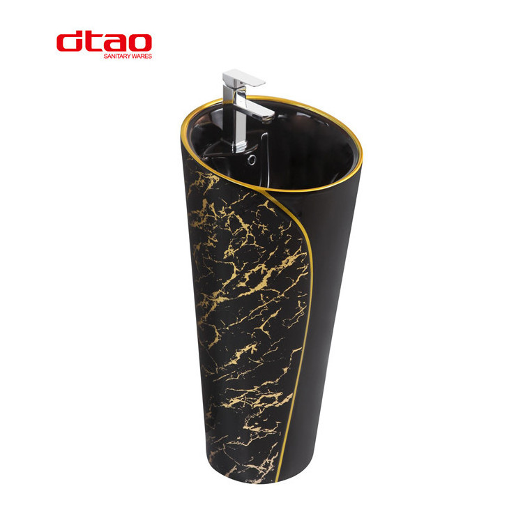 Hot sale gold black inodoros porcelain sanitary ware black gold color toilet bowl one piece ceramic bathroom sink and toilet set