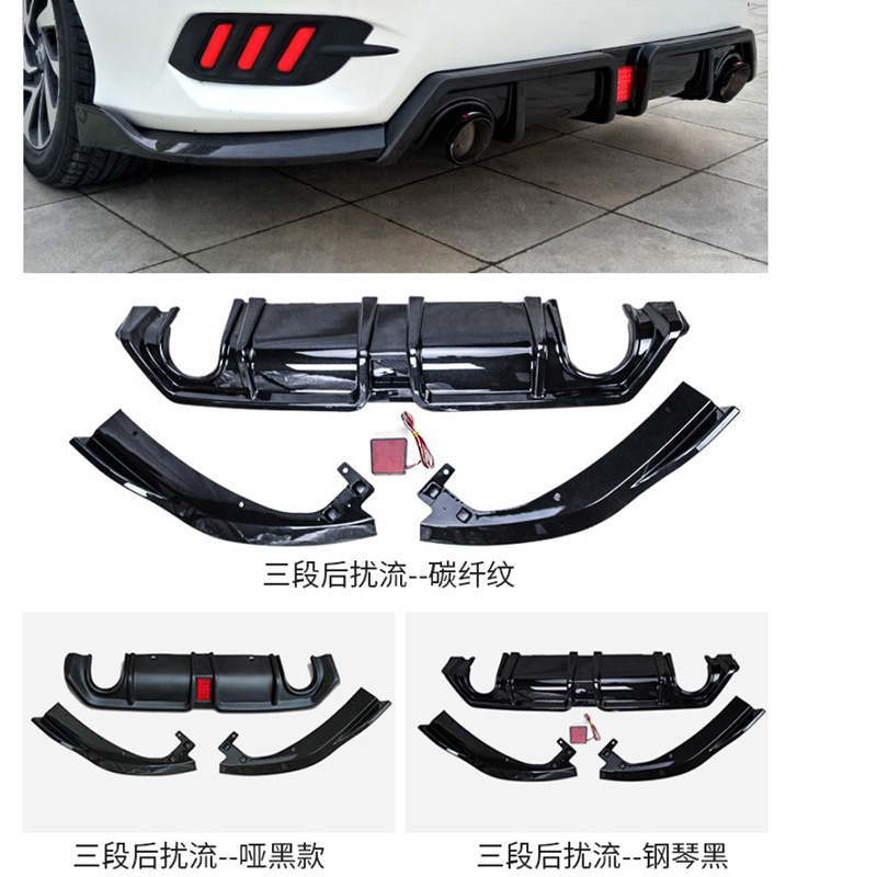 Car Body Kits Rear Bumper Splitter Diffuser Lip With Brake Light For Honda 10th Gen Sedan Civic 2016-2020