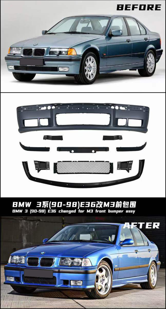 E36 M3 style front bumper car exterior accessories front bumper body kits for BMW 3 series E36 1990-1998