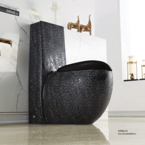 Modern Ceramic WC Embossed Black One Piece Toilet for Apartment Use