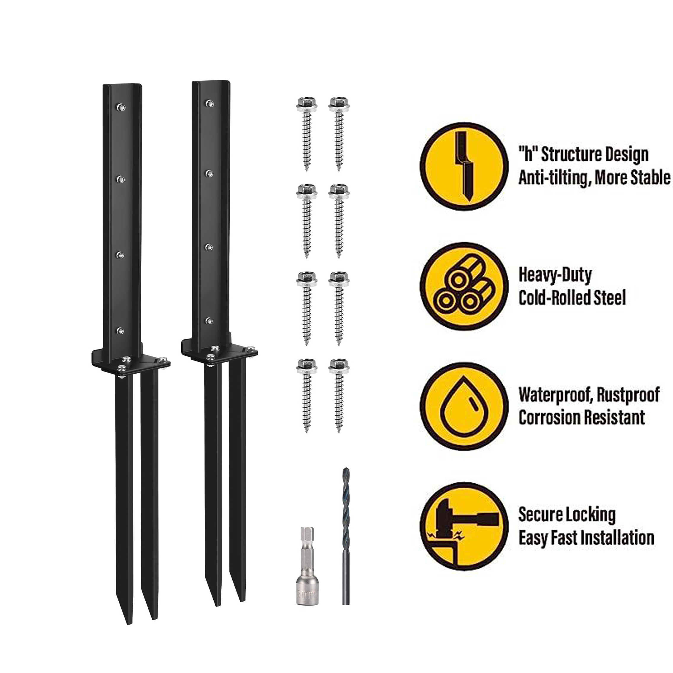 Heavy Duty Fence Post  Repair Anchor Spike Kit ,Fence Post Repair Stake,Ground Spike for Repair