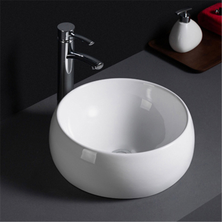 594 Bathroom lavabo semi recessed sink white glaze cheap porcelain hand wash basins