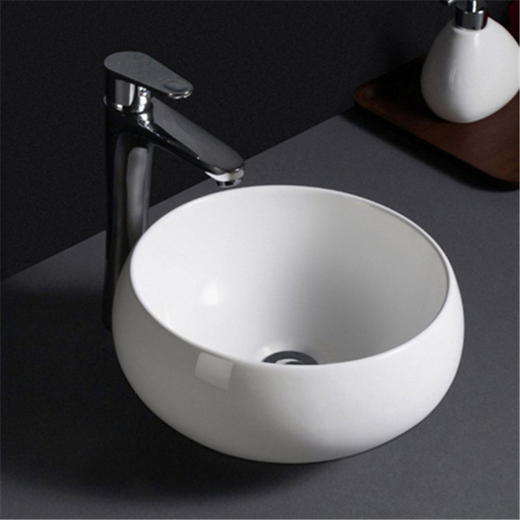 594 Bathroom lavabo semi recessed sink white glaze cheap porcelain hand wash basins