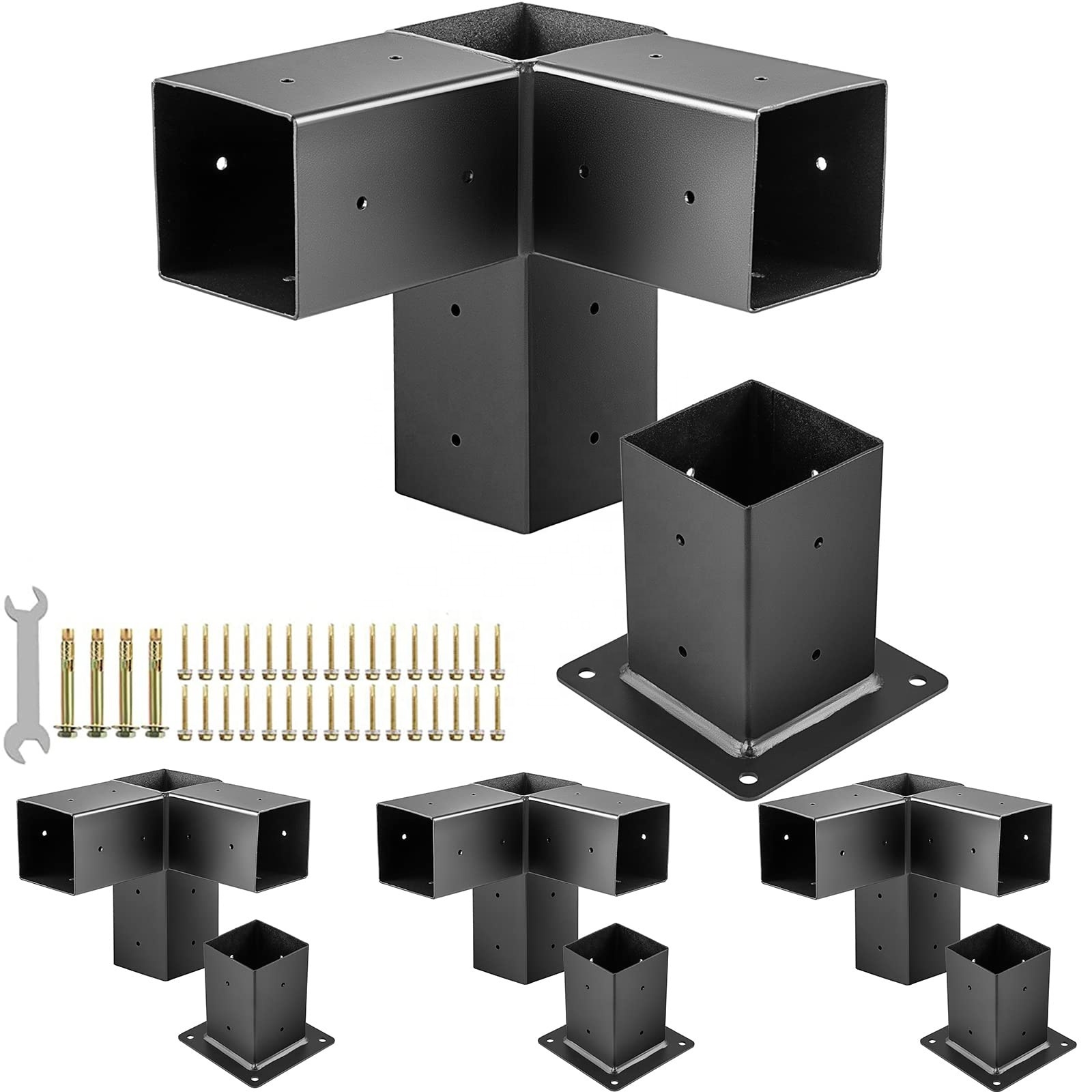 Metal 4-Way Right Angle Pergola Brackets Wood Beams Corner Bracket Gazebo Pergola Kit Bracket