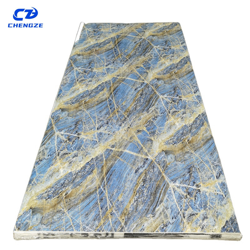 3D Pared PVC Wall Panel Marble UV Sheet Upholstered Wall Covering