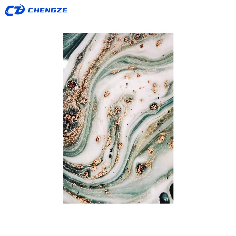 Chengze 3D Geometric PVC Wall Panel 3D Printing UV Marble Board Sheet