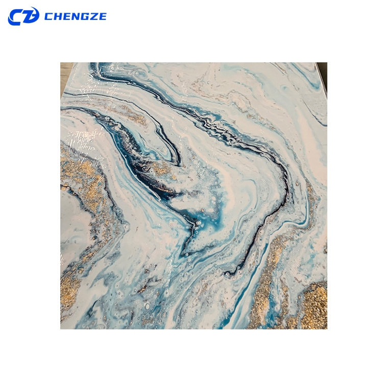 Chengze 3D Geometric PVC Wall Panel 3D Printing UV Marble Board Sheet