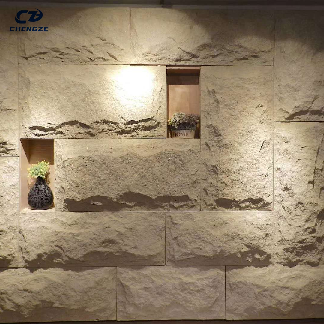 Flexible Natural Wall Clading PU Stone Panels Faux Mushroom Stone