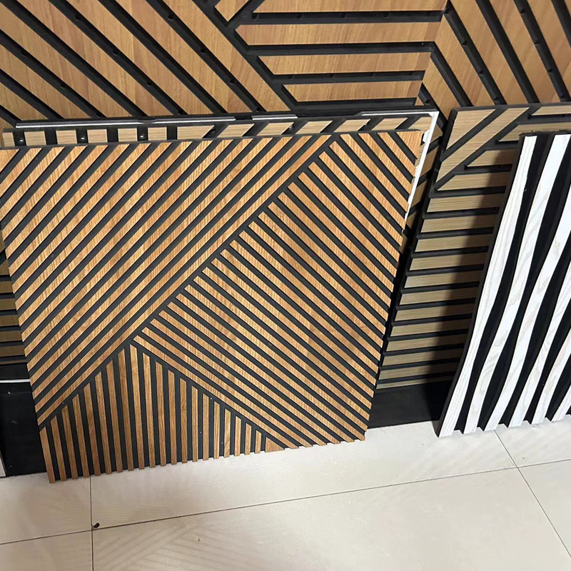 Wood Slat Wall Panels Wooden Panel Ceiling For Apartment Hotel Decoration Slat Accent Wall Akupanel Polyester Acoustic Panel