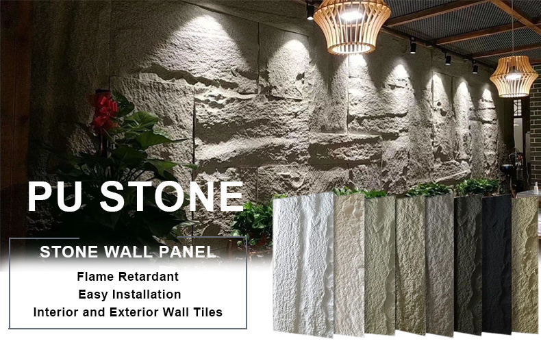 Exterior Artificial Faux PU Wall Panels Stone Veneer Wall Cladding