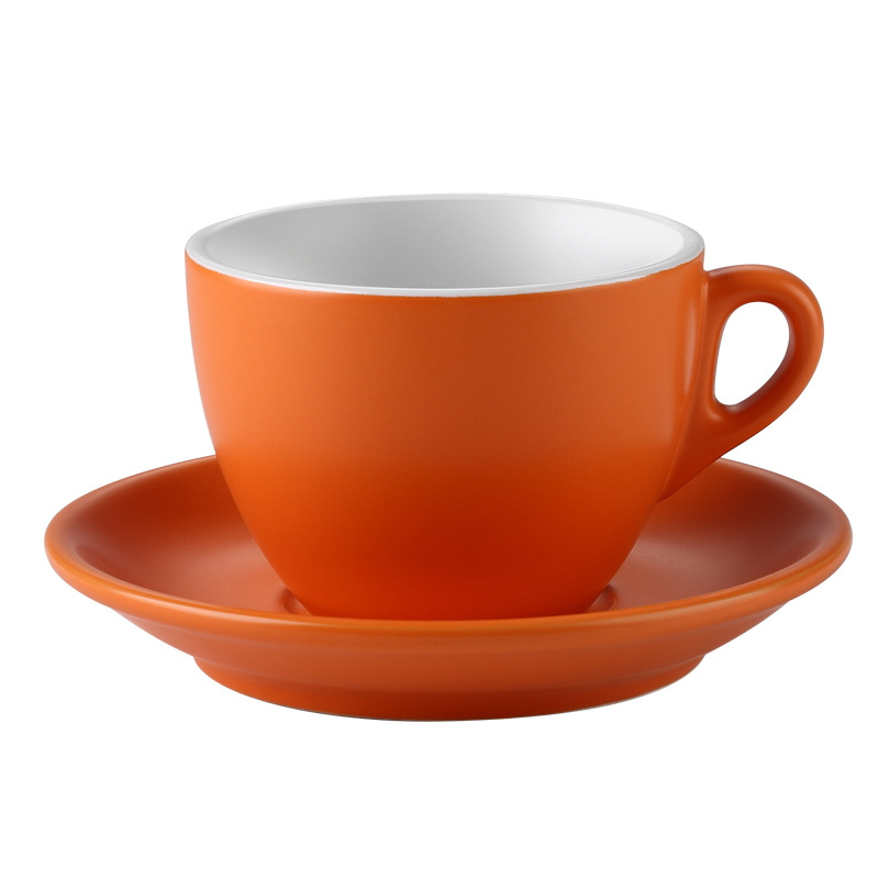 Wholesale Coffee Tea Set Ceramic Coffee Matt Orange  Cup And Saucer