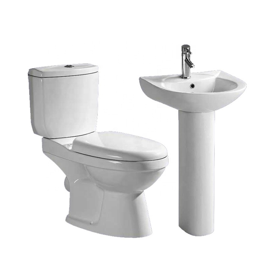 Modern style sanitary ware two piece toilet bowl and pedestal sink commode toilets ceramic toilet set