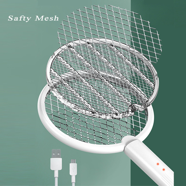 Mini Size Safety Mesh 2 in 1 Mosquito Racket Rechargeable Home Electric Fly Racket Rechargeable Swatter