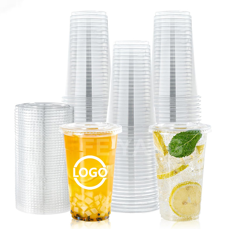 Custom 250ml plastic cup with lids fast food container 16 18 20 oz milktea juice PLA Plastic Cups For Soda Coffee