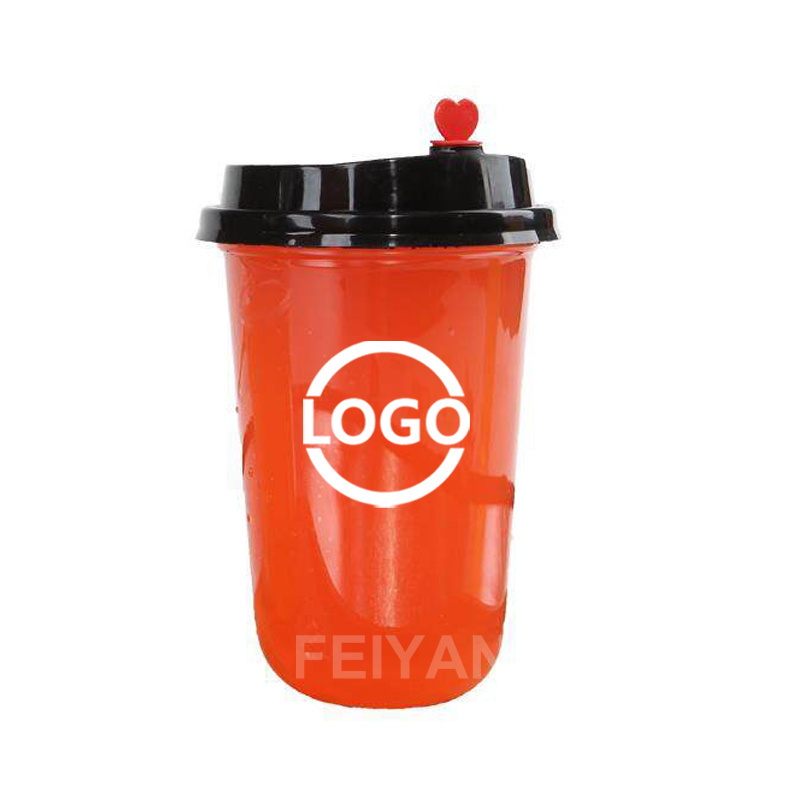 Custom Logo 16oz 20oz 22oz 24oz clear print bubble tea U-shaped pet disposable plastic cup with insert dome lid