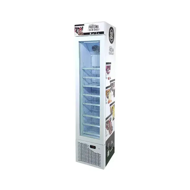 Custom logo commercial frozen refrigerator vertical freestanding compressor r600a fridge freezer for ice cream display