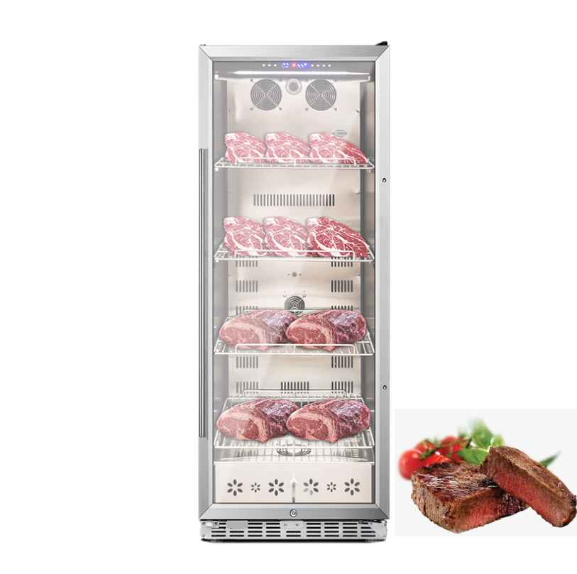 Best Price Home Use Glass Meat Beef Fish Dry Aged Hanging Curing Cabinet Fridge Machine