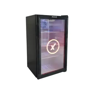 90L Small refrigerator glass door Compact fridge 90 Liter home bar cooler drink cooling display refrigerator