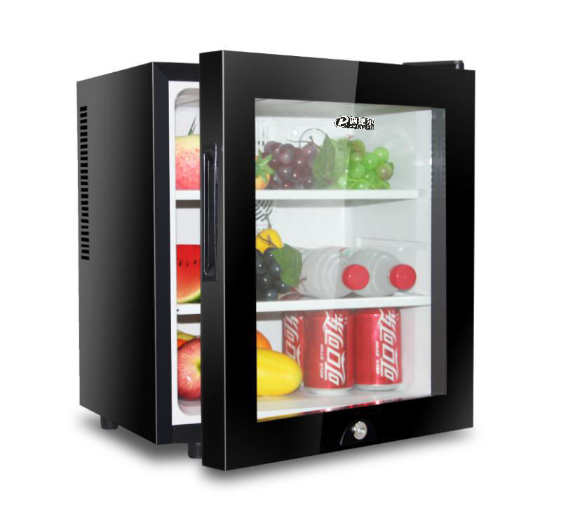 40 liter hotel silent fridge glass door mini fridge electric power small refrigerator with lock and key