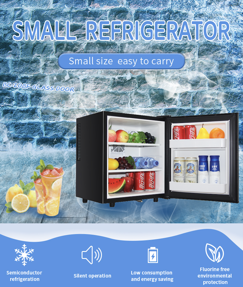 40 liter hotel silent fridge glass door mini fridge electric power small refrigerator with lock and key