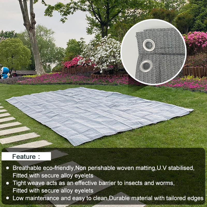 custom recycled rv patio plastic mats folding floor mat camping outdoor hdpe breathable flooring carpet underlay net for camping