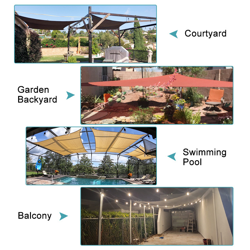 Rectangle outdoor commercial UV Block Canopy Awning Shelter Fabric Cloth Screen Garden sails shade tent and Backyard