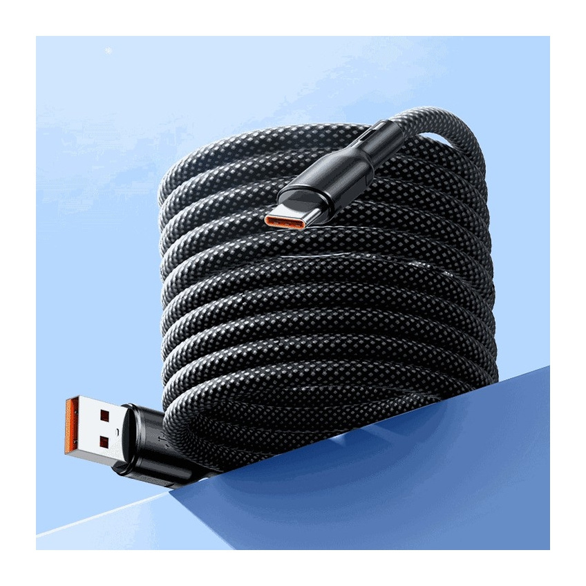 Easy-coil Usb Cable 100W Magnetic USB C to USB C Cable 3ft 5ft 5A Bio Braided Fast Charging Type C Magnetic Charging Cable