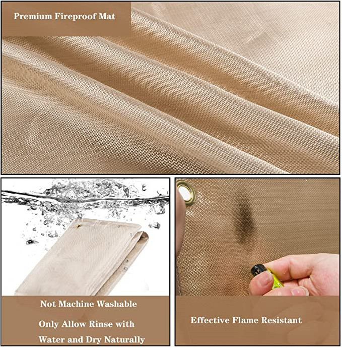 39*39 Inch Glass Fiber Material Fireproof Fire Pit Mat for Deck Patio Lawn Outdoor Camping BBQ Protection