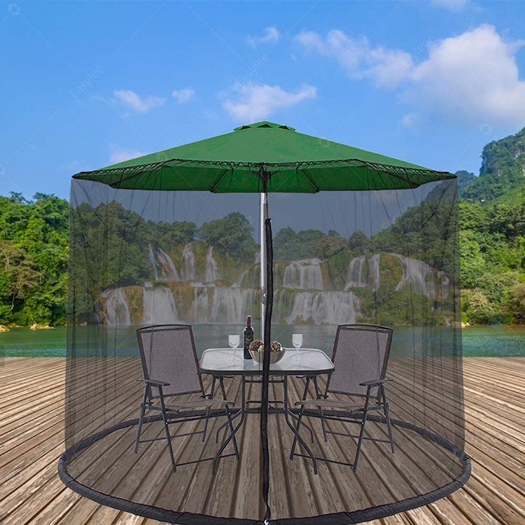 9' Patio Adjustable Large Garden Umbrella Hanging Tent Polyester Mesh Mosquito Netting for Traveling