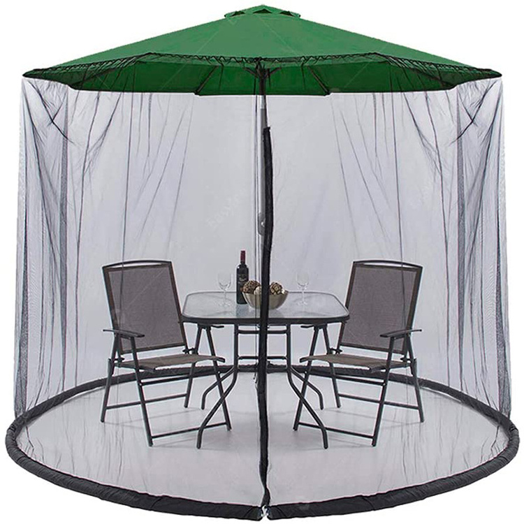 9' Patio Adjustable Large Garden Umbrella Hanging Tent Polyester Mesh Mosquito Netting for Traveling