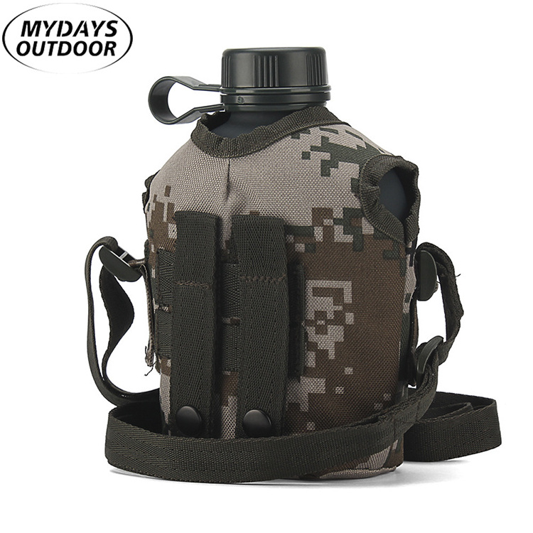 Mydays Outdoor Aluminum stainless steel 1L Travel Outdoor Training Camping Sports Water Kettle with Protective Case