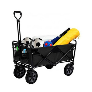 Hot Sale Heavy Duty Outdoor Folding Lightweight Waterproof Collapsible Camping Wagon Cart with Two Mesh Cup Holders Pockets