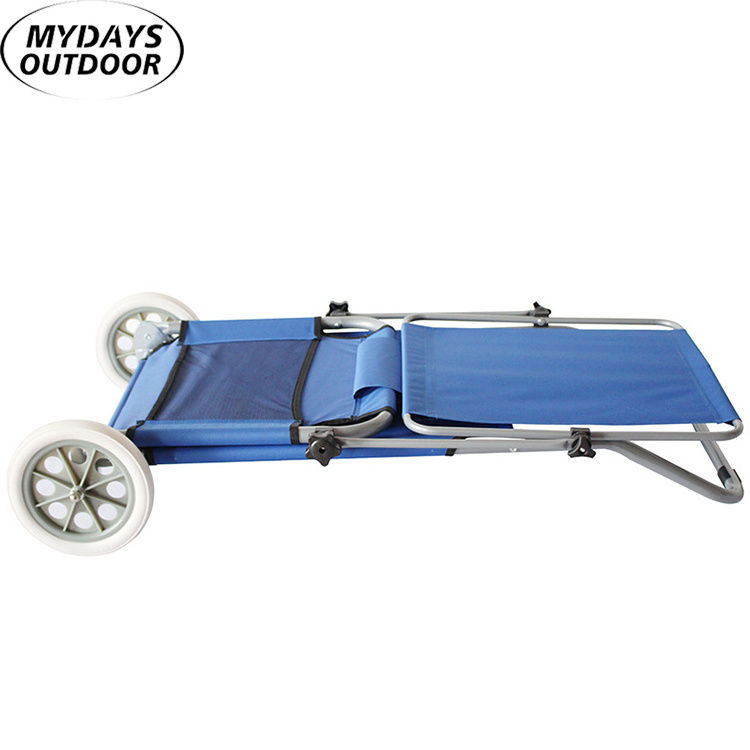 Mydays Outdoor Portable Lightweight Adjustable Sunshade Comfortable Folding Lounge Beach Chair with Wheel