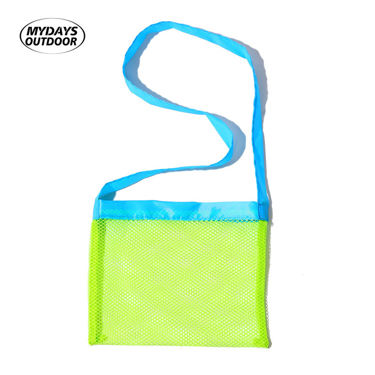 Mydays Outdoor Foldable Children Toy Mesh Tote Pouch Beach Organizer Shoulder Storage Bag for Travel