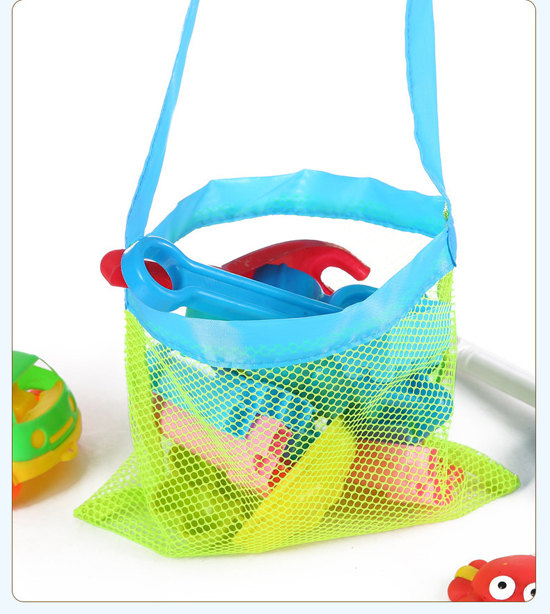 Mydays Outdoor Foldable Children Toy Mesh Tote Pouch Beach Organizer Shoulder Storage Bag for Travel