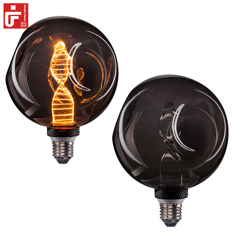 G125 vintage Edison Led Bulb E26 220V Lamps 3W E27 Filament Amber Glass 2200k Dimmable