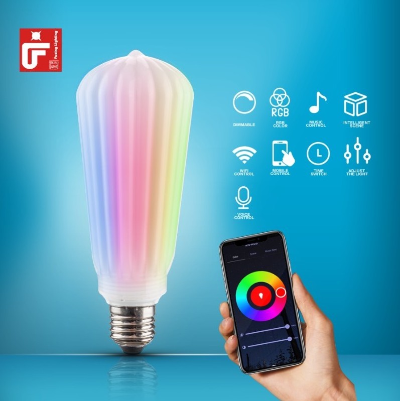 Lighting new design smart bulb wifi Decorative lighting led bulb lights E27/E26 ST64 G125  RGB Bulb