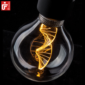 G125 Antique Dna Shape Edison Led Bulb E26 220v Lamps 3w E27 Filament Amber Glass 2200k Dimmable Custom Light Bulb