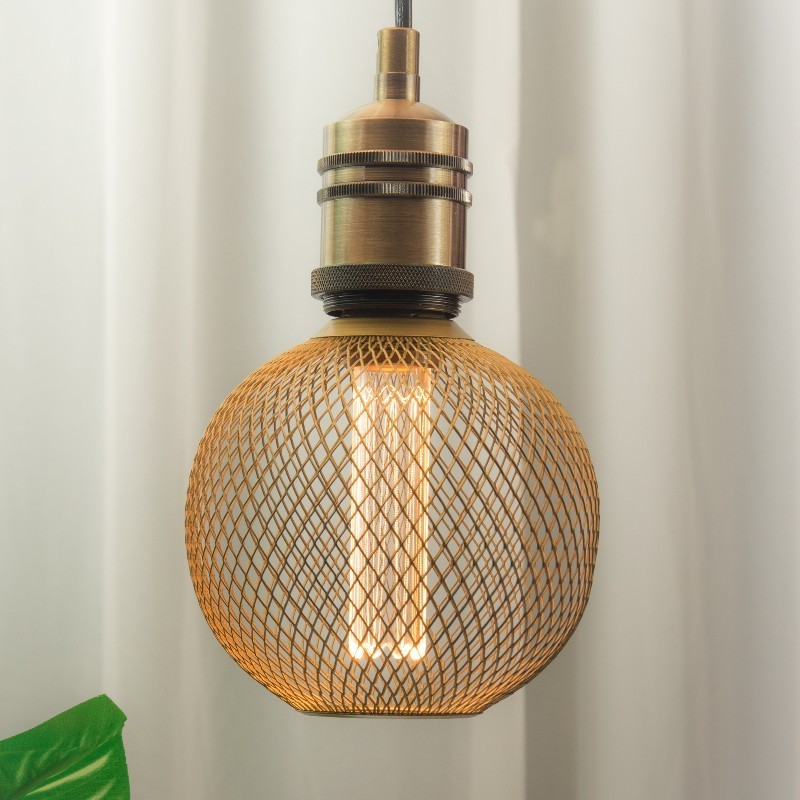 Lights decoration modern edison bulb e27 e26 metal mesh lamp shade spiral dimmable decorative antique light bulb decor