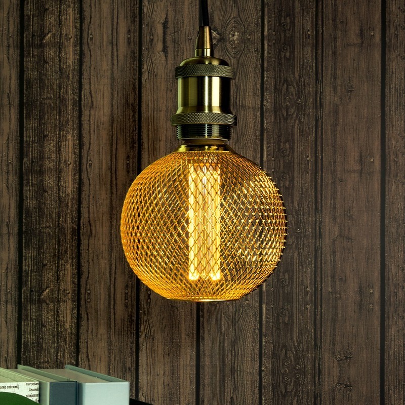 Lights decoration modern edison bulb e27 e26 metal mesh lamp shade spiral dimmable decorative antique light bulb decor