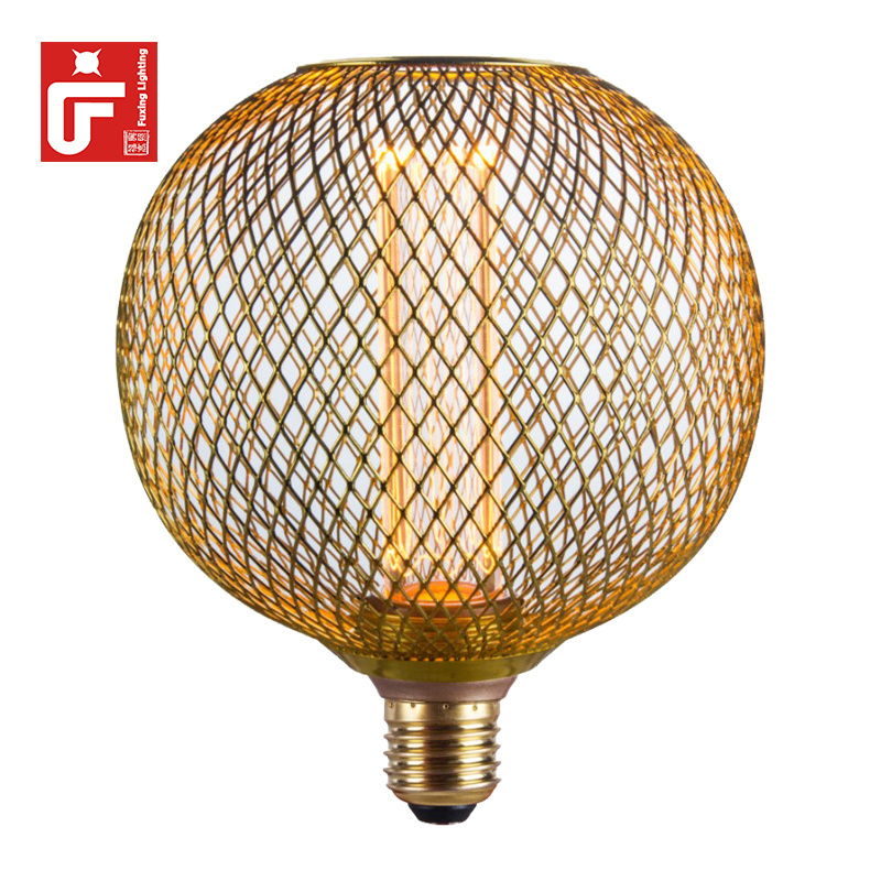 Lights decoration modern edison bulb e27 e26 metal mesh lamp shade spiral dimmable decorative antique light bulb decor