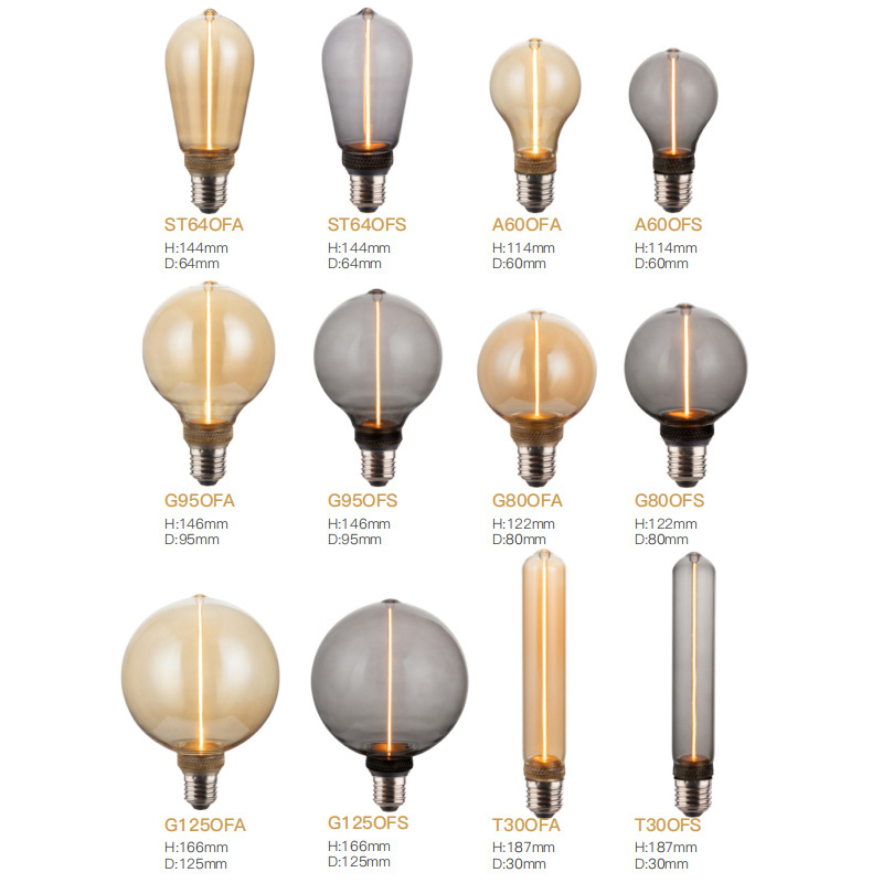 Modern Style Vintage Led Bulb E27 Amber Smoke Unique Light Bulbs Led Filament Bulb Dimmable Filament Lamps