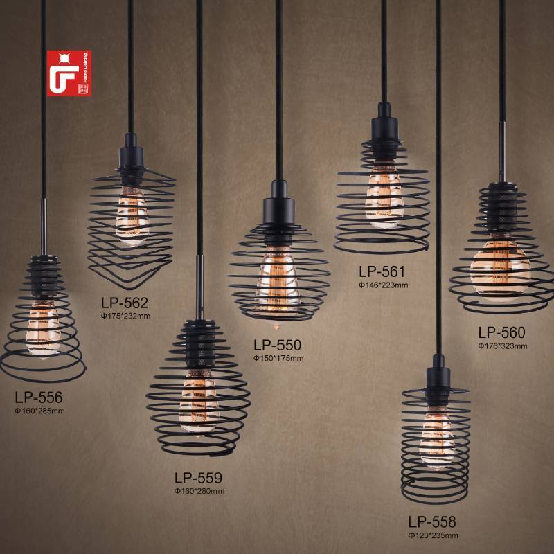 Modern Retro LED Bulb E27 Cage Pendant Lighting Penthouse Industrial Decoration Nordic Metal Shade Chandelier Lights