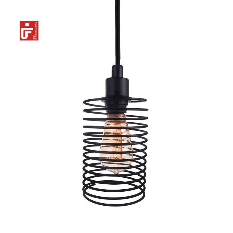 Modern Retro LED Bulb E27 Cage Pendant Lighting Penthouse Industrial Decoration Nordic Metal Shade Chandelier Lights